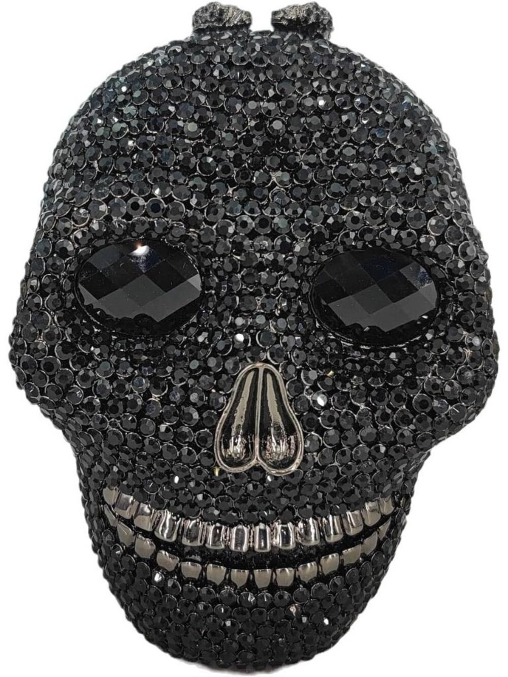 Women's Black Skull Crystal Clutch Purse Rhinestone Evening Handbags Clutch Bag